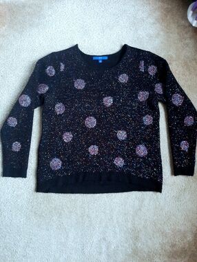 Apt. 9 XL Black Polka Dot Metallic Sweater